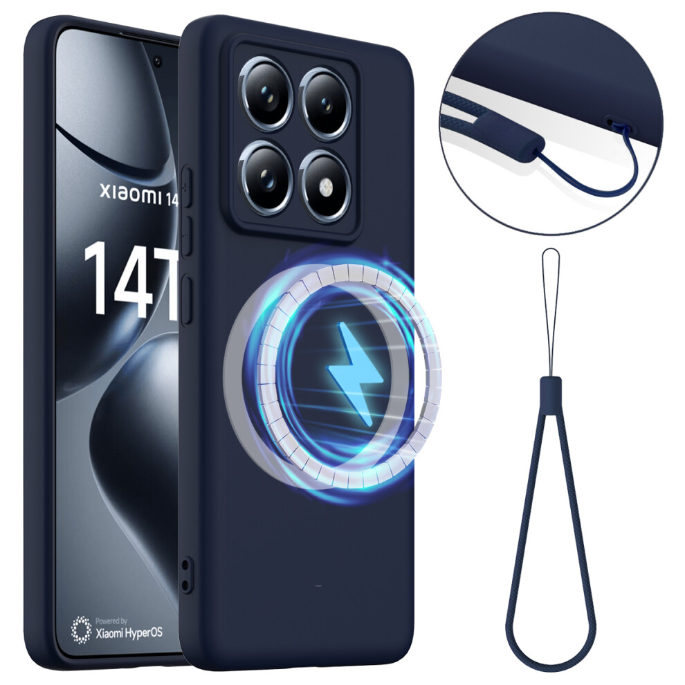 (Dark ) For Xiaomi 14T Pro Case Compatible With Magsafe Anti-Drop Liquid Silicone Phone Cover Blue 6914280944999