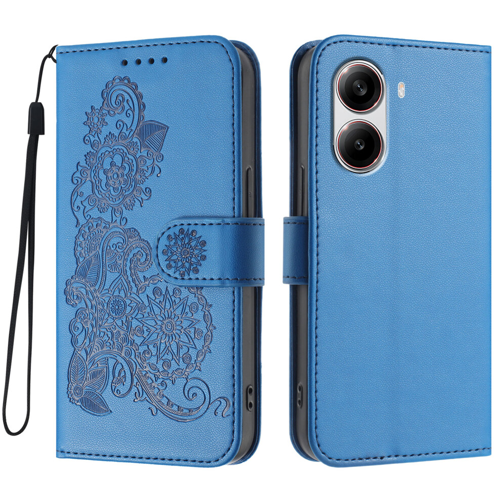 (Royal ) For Xiaomi Redmi Turbo 4 5G / Xiaomi Poco X7 Pro 5G Phone Cases Mandala Flower Leather Wallet Mobile Cover With Strap Blue 6914287419742