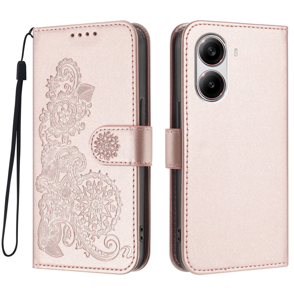 (Rose ) For Xiaomi Redmi Turbo 4 5G / Xiaomi Poco X7 Pro 5G Phone Cases Mandala Flower Leather Wallet Mobile Cover With Strap Gold 6914287463387