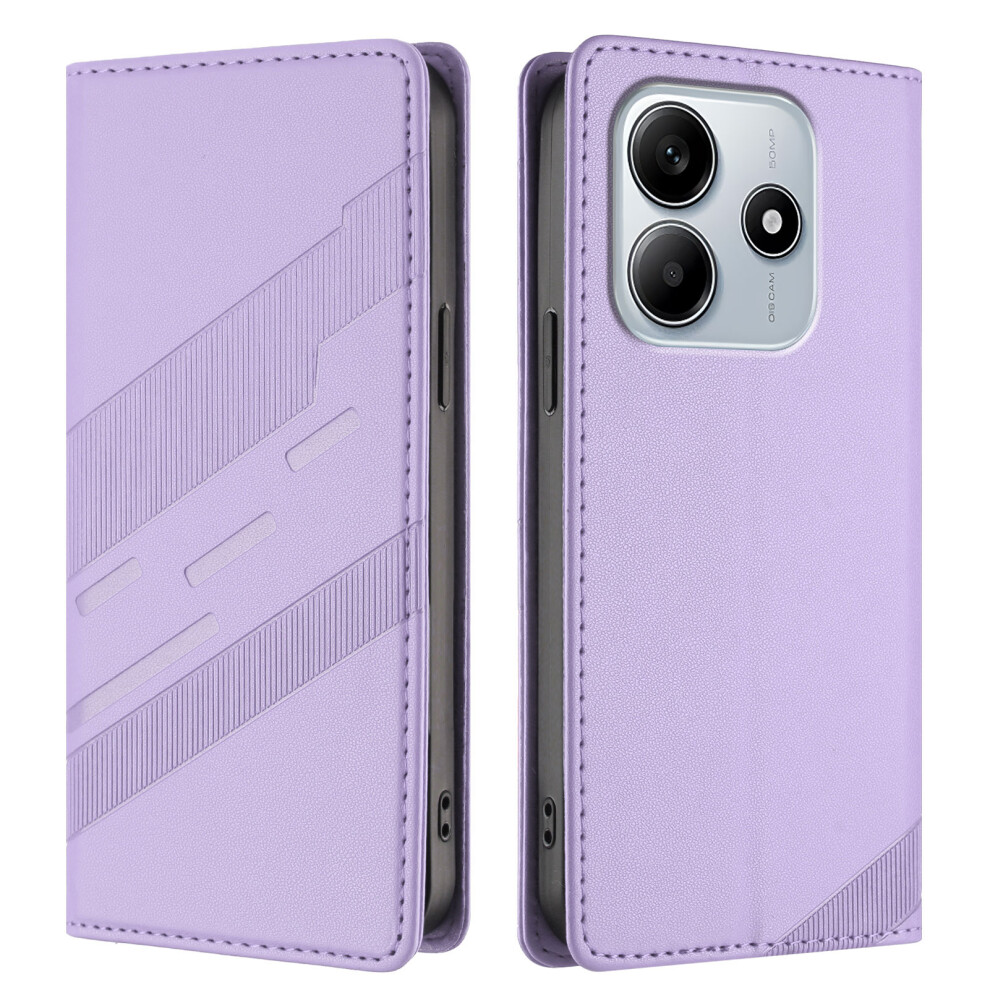 (Light ) For Xiaomi Redmi Note 14 4G (164.84Mm) Phone Cases Punk Style Imprinted Wallet Stand Leather Cover Purple 6914289491050