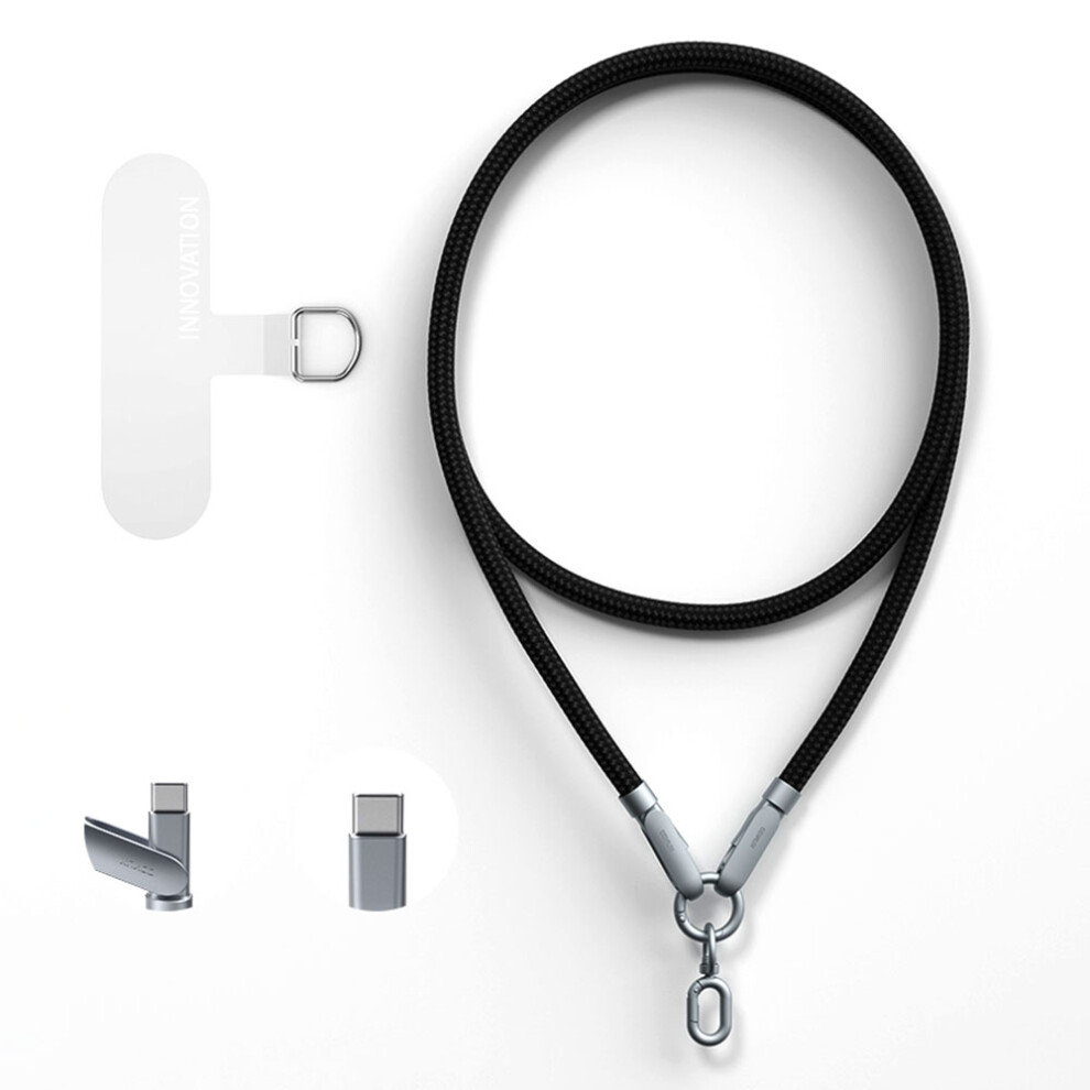(Black) Xddc-029 1.2M Crossbody Phone Lanyard 240W Charging Cable Type-C To Type-C Braided Cord Black 6914285133619