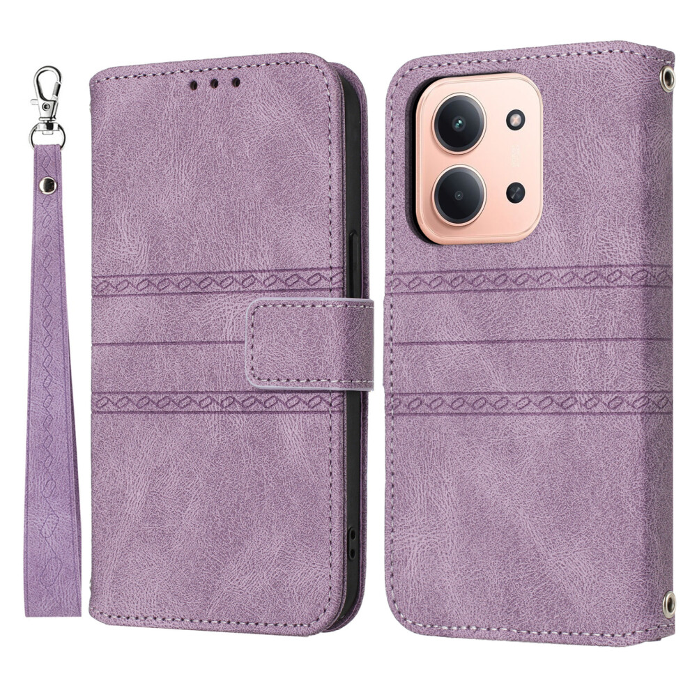 (Purple) For Xiaomi Redmi 15C 4G (Eu) (173Mm) / 15C 5G (Eu) (173Mm) / Poco C85 4G (173Mm) Case Wallet Leather With Wrist Strap Purple 6914288267489