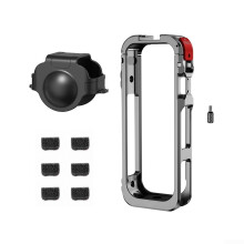 Camera Cage For Insta360 X5 With Lens Protection Cover And Microphone Wind Muff For Outdoor Use