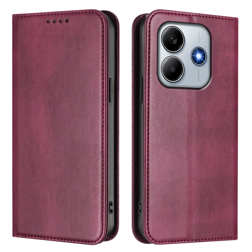 (Wine ) For Xiaomi Mi Note 14 4G (163.25Mm) Wallet Cases Retro Texture Rfid Blocking Leather Phone Cover Red 6914282239918