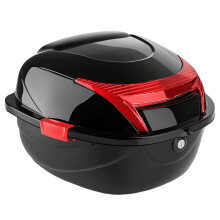 35L Motorcycle Case with Brightness Reflectors, Large Capacity Waterproof Tail Box Black