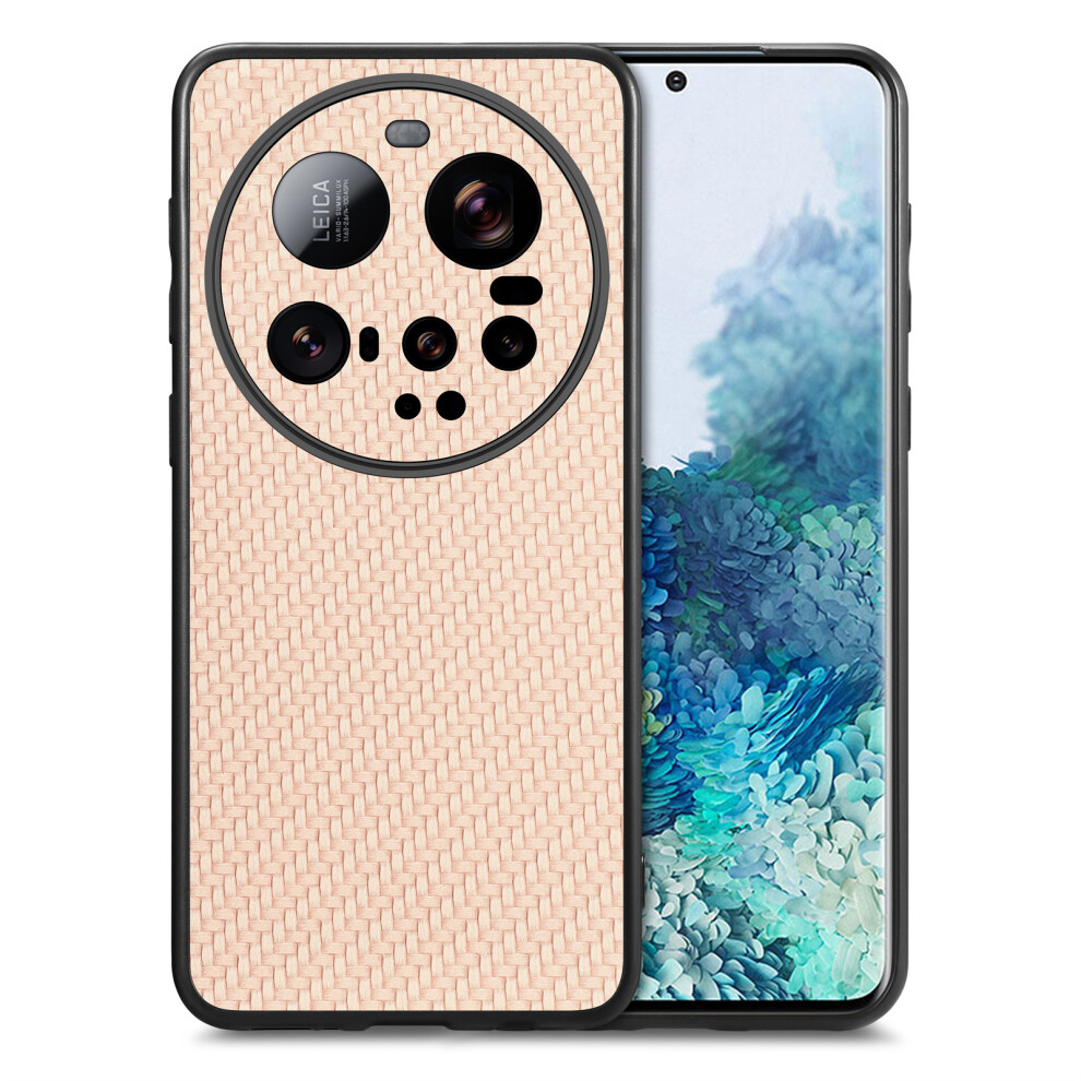 (Apricot) For Xiaomi 15 Ultra Case Carbon Fiber Texture Pu+Pc+Tpu Phone Back Cover 6914289472639