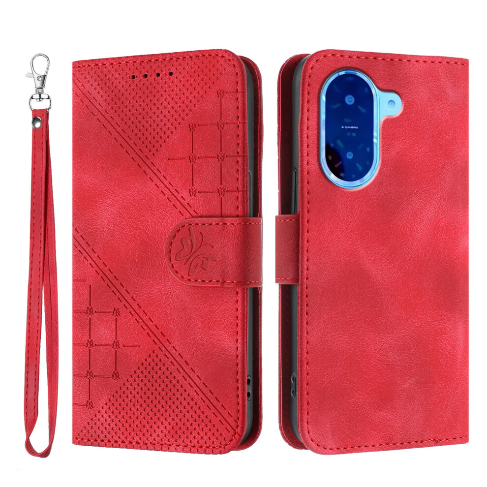 (Red) For Xiaomi Mi A5 4G (171.7Mm) Leather Wallet Case Butterfly Flower Imprinted Phone Cover With Strap Red 6914288161497