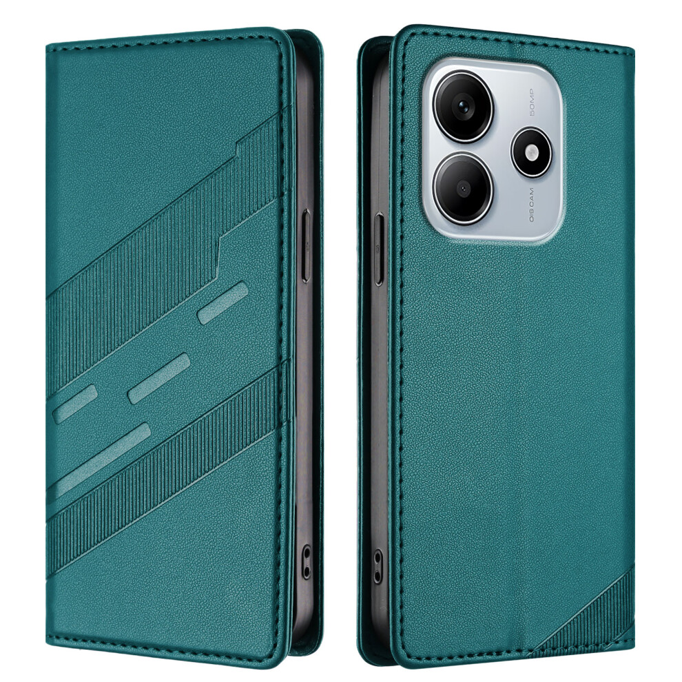 (Dark ) For Xiaomi Redmi Note 14 4G (164.84Mm) Phone Cases Punk Style Imprinted Wallet Stand Leather Cover Green 6914282512127
