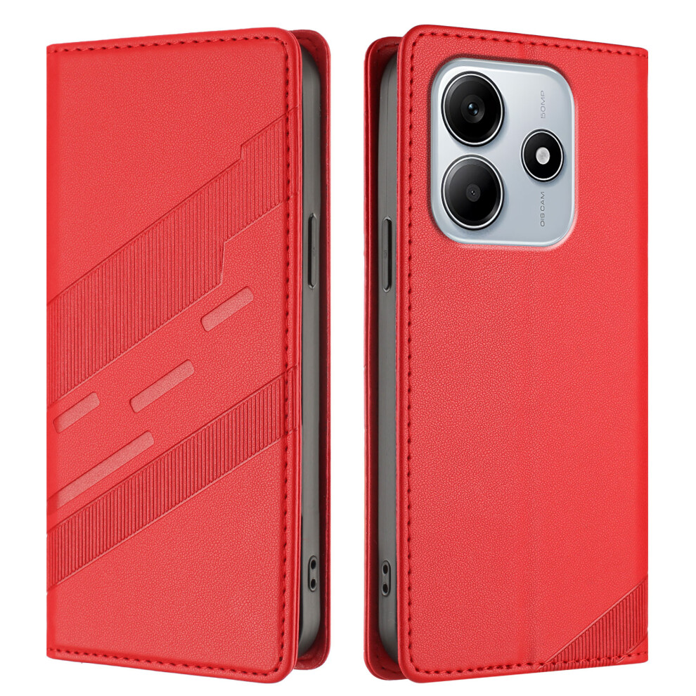 (Red) For Xiaomi Mi Note 14 4G (164.84Mm) Phone Cases Punk Style Imprinted Wallet Stand Leather Cover Red 6914283480456