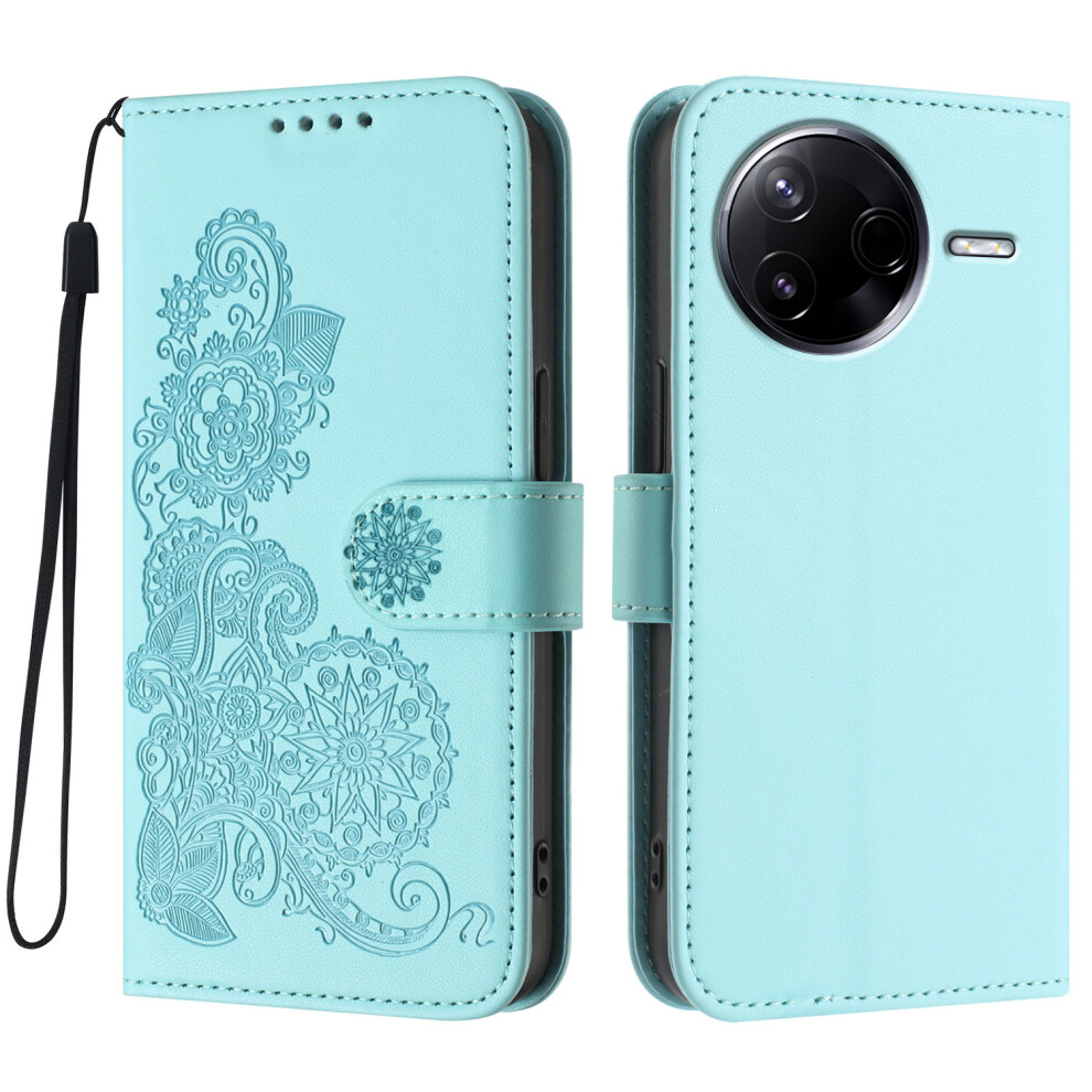 (Light ) For Xiaomi Redmi K80 5G / Xiaomi Poco F7 Pro 5G Phone Cases Mandala Flower Leather Wallet Mobile Cover With Strap Blue 6914282621591
