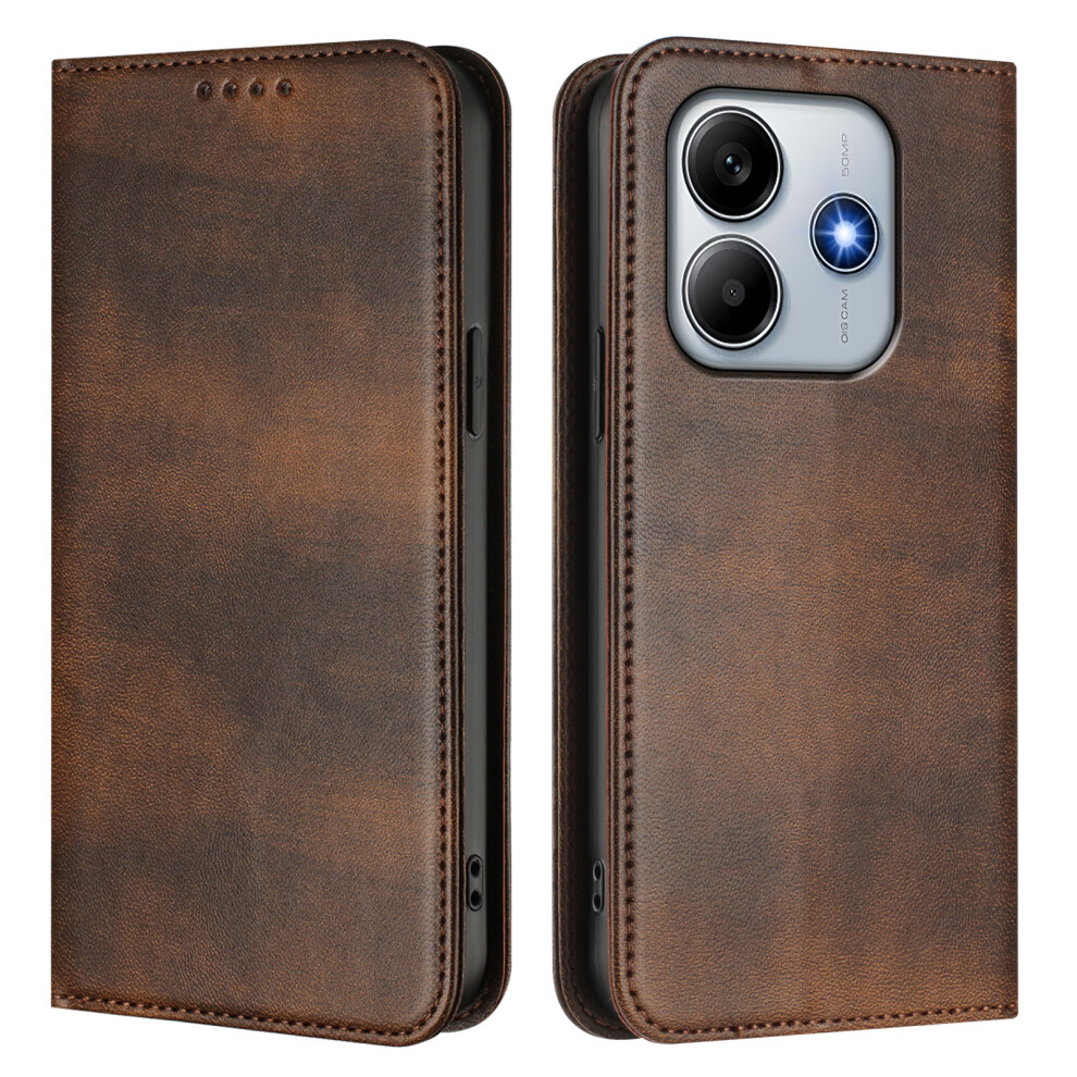 (Brown) For Xiaomi Redmi Note 14 4G (164.84Mm) Wallet Cases Retro Texture Rfid Blocking Leather Phone Cover Brown 6914284142834