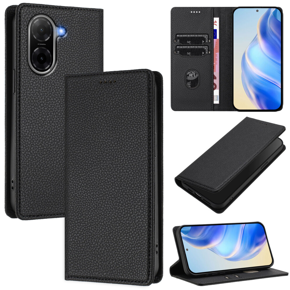 (Black) For Xiaomi Poco C71 4G / Redmi A5 4G (171.7Mm) Wallet Case Rfid Blocking Litchi Texture Leather Mobile Cover Black 6914282174653
