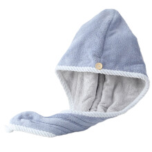 Soft and Absorbent  Hair Drying Caps Corals Fleece Hair-Blue