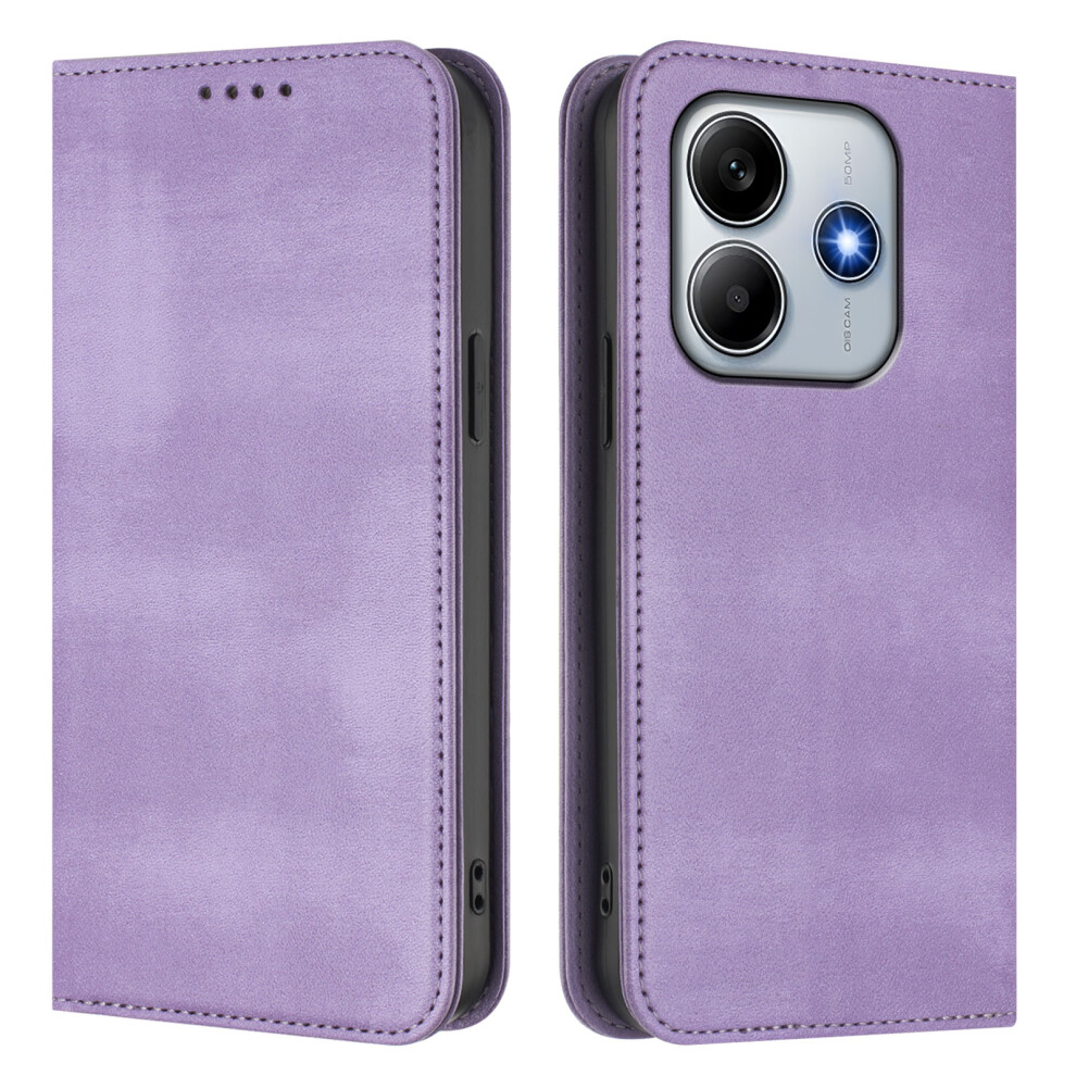 (Light ) For Xiaomi Redmi Note 14 4G (164.84Mm) Wallet Cases Retro Texture Rfid Blocking Leather Phone Cover Purple 6914281941867