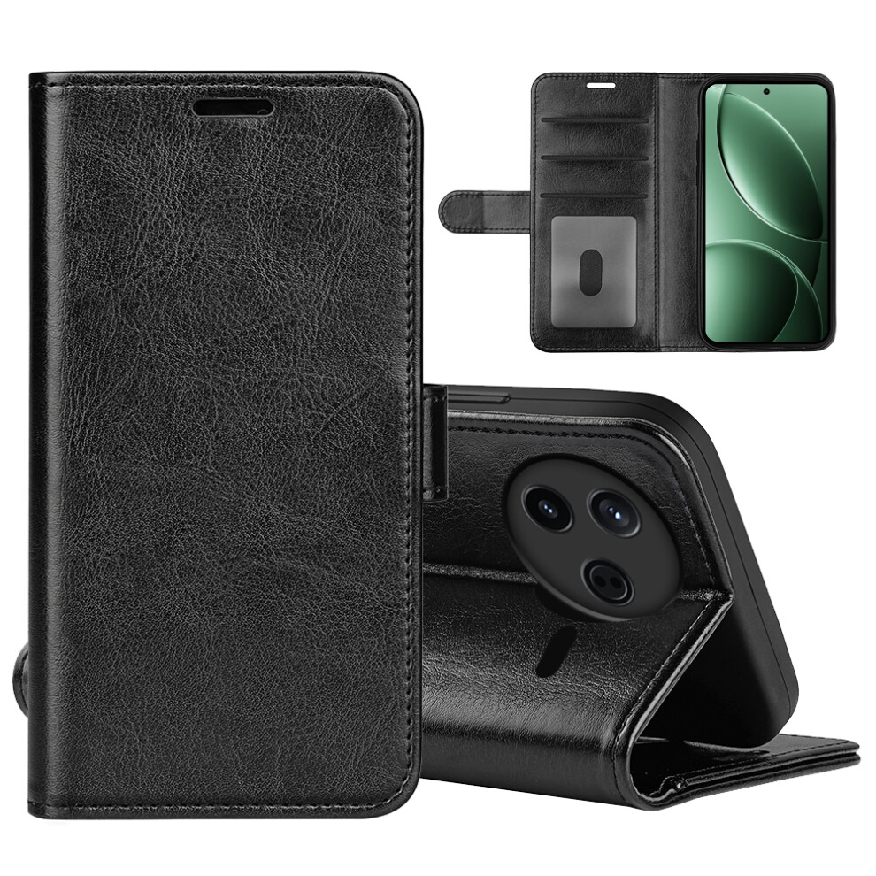 (Black) For Xiaomi Redmi K80 5G Case Crazy Horse Texture Stand Leather Phone Cover Black 6914287017221
