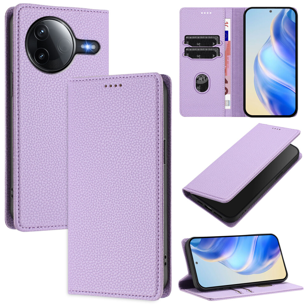 (Light ) For Xiaomi Poco F7 Pro 5G / Xiaomi Redmi K80 5G / Xiaomi Redmi K80 Pro 5G / Xiaomi Poco F7 Ultra 5G Wallet Case Rfid Blocking Lit Purple 6914286516275