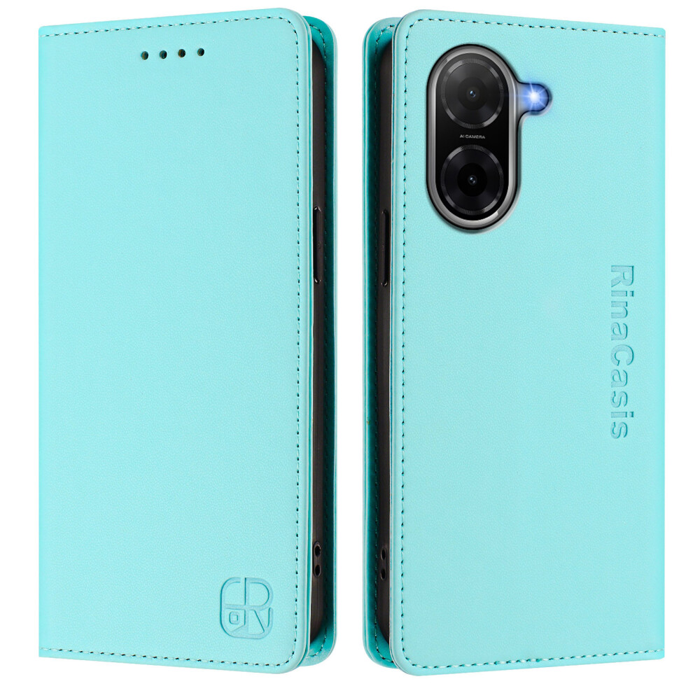 (Mint ) For Xiaomi Poco C71 4G / Redmi A5 4G (171.7Mm) Leather Case Rinacasis Rc01 Phone Cover With Rfid Blocking Wallet Stand Green 6914288556880