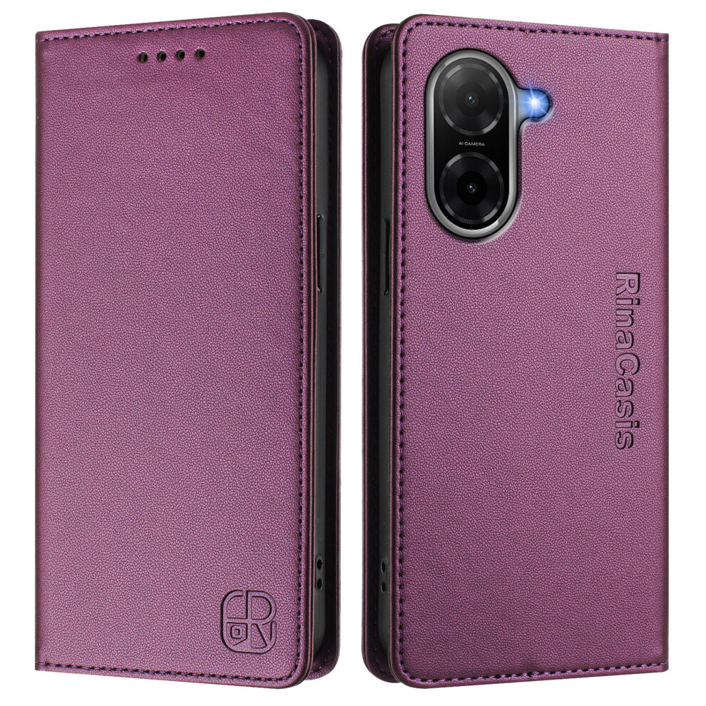 (Violet) For Xiaomi Poco C71 4G / Redmi A5 4G (171.7Mm) Leather Case Rinacasis Rc01 Phone Cover With Rfid Blocking Wallet Stand 6914286701688