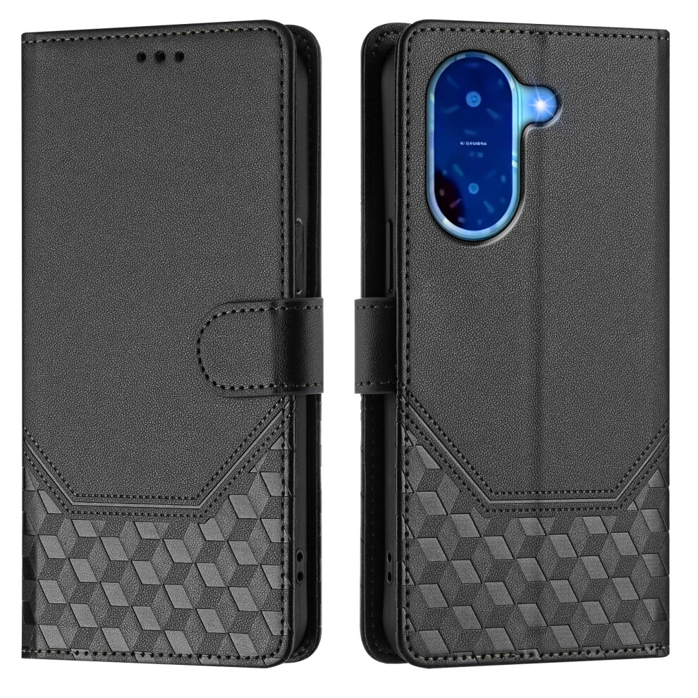 (Black) For Xiaomi Redmi A5 Nfc (Eu) (173.45Mm) Case Imprinted Honeycomb Rfid Blocking Leather Phone Cover With Strap Black 6914284618438