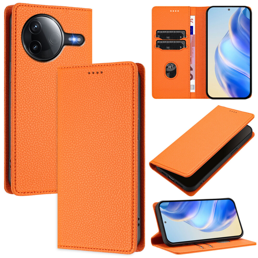 (Orange) For Xiaomi Poco F7 Pro 5G / Xiaomi Redmi K80 5G / Xiaomi Redmi K80 Pro 5G / Xiaomi Poco F7 Ultra 5G Wallet Case Rfid Blocking Lit Orange 6914284682903