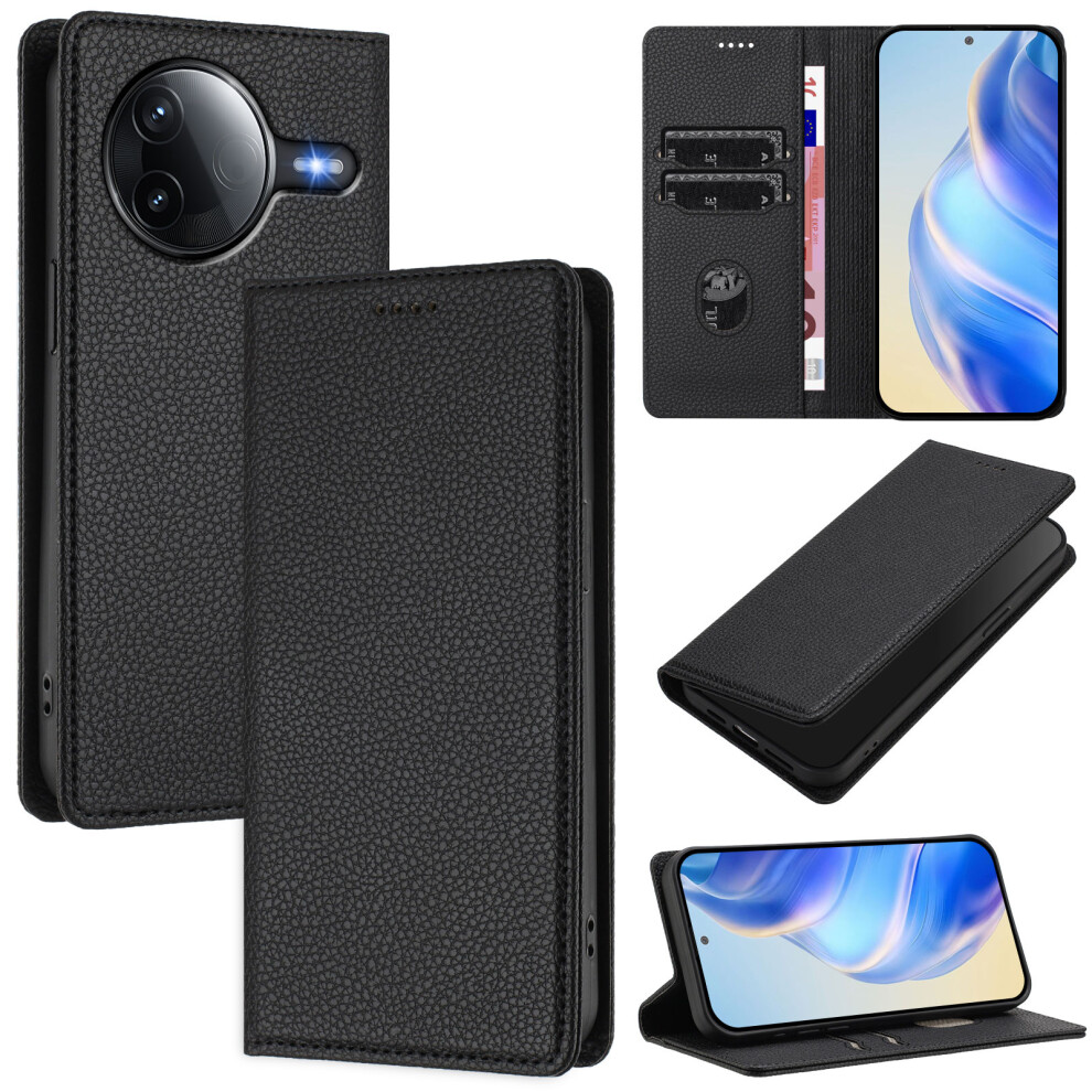 (Black) For Xiaomi Poco F7 Pro 5G / Xiaomi Redmi K80 5G / Xiaomi Redmi K80 Pro 5G / Xiaomi Poco F7 Ultra 5G Wallet Case Rfid Blocking Lit Black 6914280102122