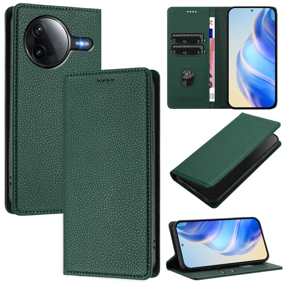 (Dark ) For Xiaomi Poco F7 Pro 5G / Xiaomi Redmi K80 5G / Xiaomi Redmi K80 Pro 5G / Xiaomi Poco F7 Ultra 5G Wallet Case Rfid Blocking Lit Green 6914284858537