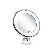 Miroir de maquillage lumineux grossissant 10x, rotation à 360 degrés, ventouse de verrouillage intégrée pour une fixation sécurisée, parfait