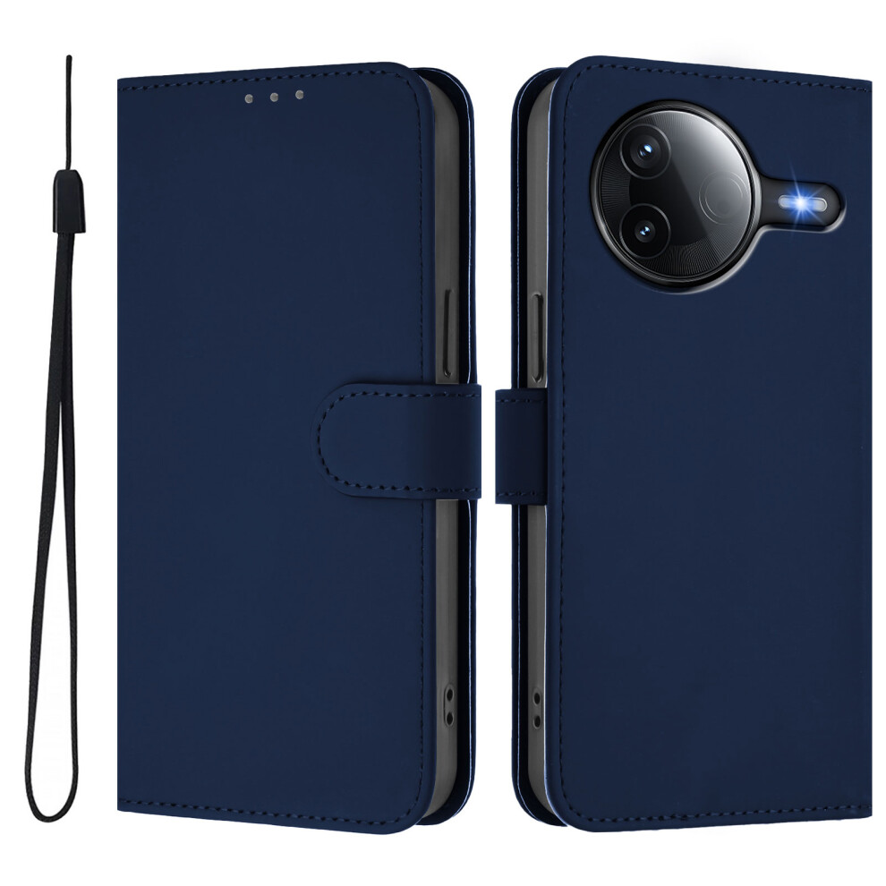 (Navy ) For Xiaomi Poco F7 Pro 5G / Xiaomi Redmi K80 5G / Xiaomi Redmi K80 Pro 5G / Xiaomi Poco F7 Ultra 5G Case Solid Color Wallet Leath Blue 6914280048086
