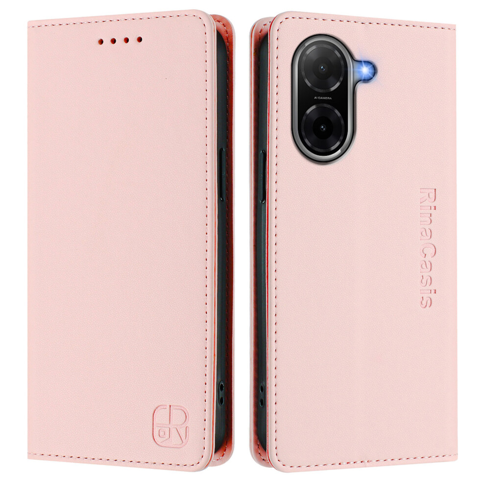 (Pink) For Xiaomi Poco C71 4G / Redmi A5 4G (171.7Mm) Leather Case Rinacasis Rc01 Phone Cover With Rfid Blocking Wallet Stand Pink 6914288794343