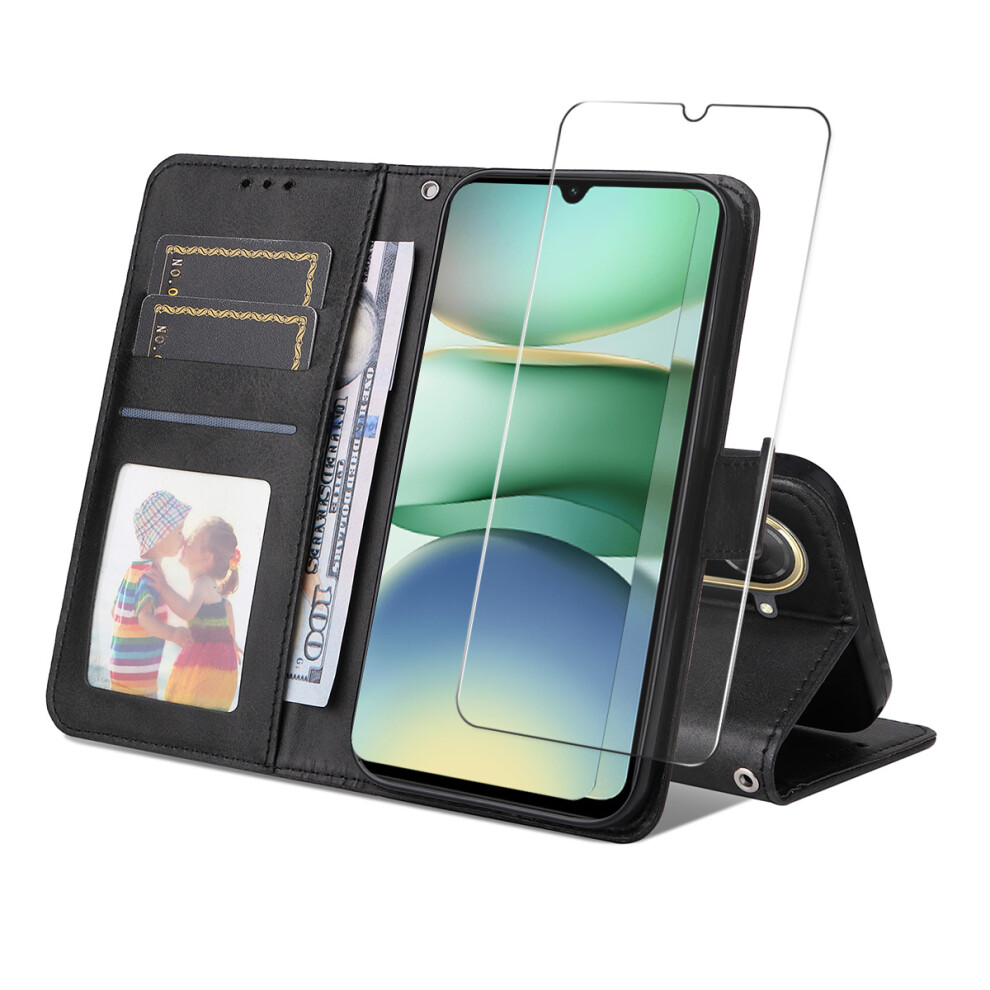 (Black) For Xiaomi Redmi A5 Nfc (Eu) (173.45Mm) Pu Leather Wallet Case Enkay Hat Prince Phone Stand Cover With Tempered Glass Black 6914286193414