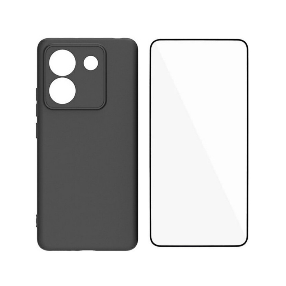 (Black) For Xiaomi Poco M7 Pro 5G Tpu Case Wanlonfeng Ms Series Matte Back Cover With Tempered Glass Black 6914285888021