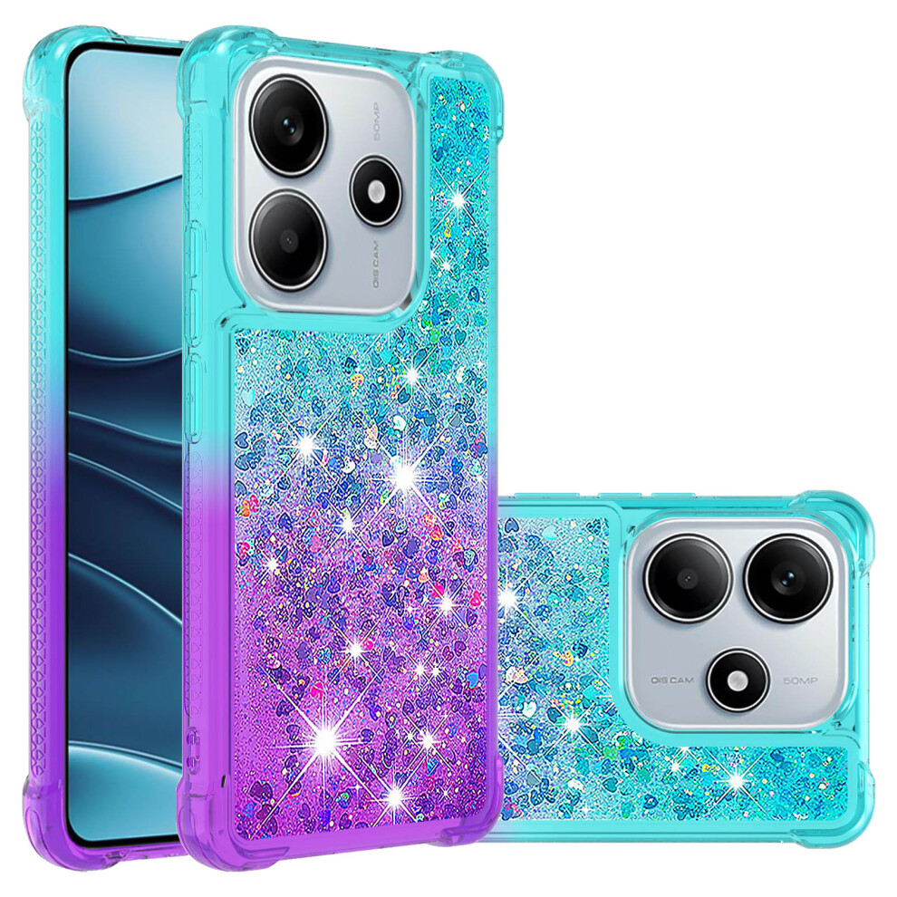 (+Purple) For Xiaomi Redmi Note 14 4G (164.84Mm) Tpu Case Gradient Quicksand Phone Back Cover Sky Blue/Purple 6914281381069