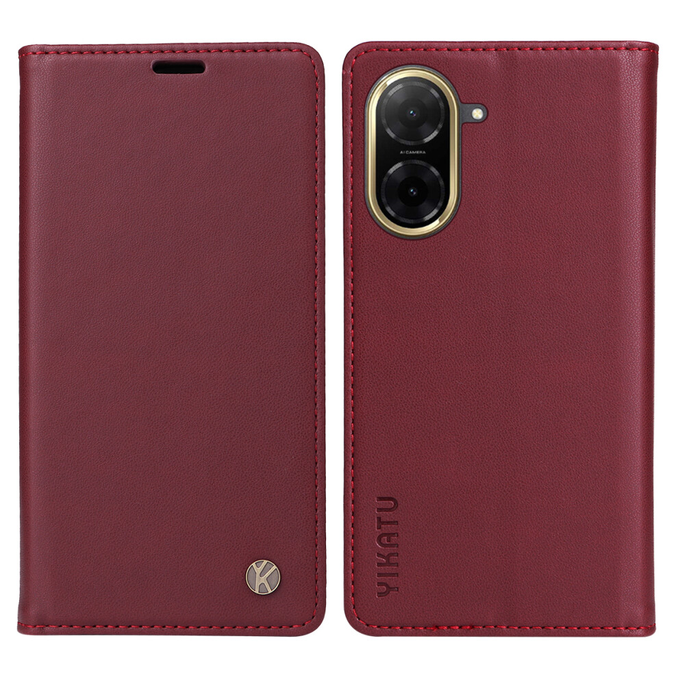 (Wine ) For Xiaomi Mi A5 Nfc (Eu) (173.45Mm) Phone Cases Yikatu Magnetic Closure Pu Leather Mobile Cover Red 6914287325708