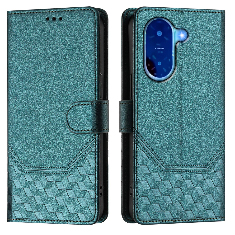 (Green) For Xiaomi Redmi A5 Nfc (Eu) (173.45Mm) Case Imprinted Honeycomb Rfid Blocking Leather Phone Cover With Strap Green 6914289607628