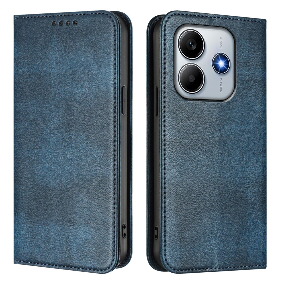 (Blue) For Xiaomi Redmi Note 14 4G (163.25Mm) Wallet Cases Retro Texture Rfid Blocking Leather Phone Cover Blue 6914285276316
