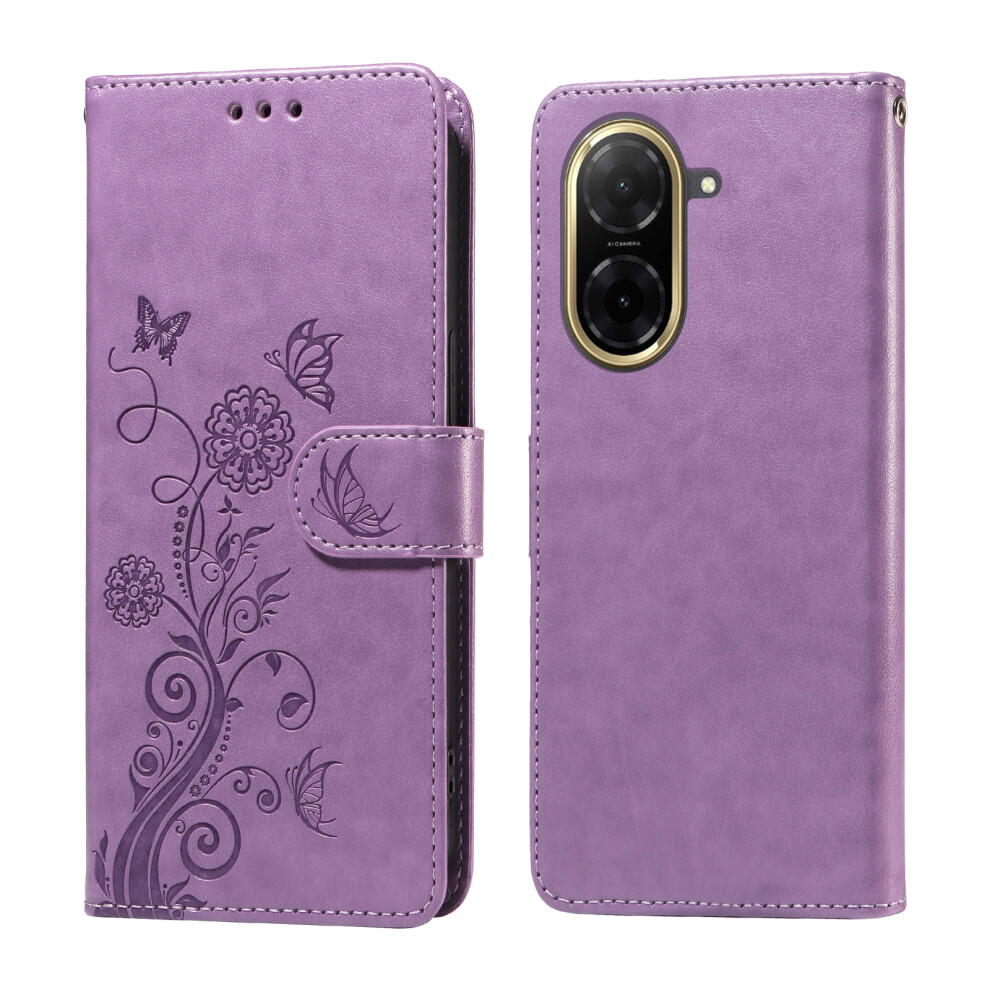 (Purple) For Xiaomi Redmi A5 Nfc (Eu) (173.45Mm) Leather Case Butterfly Floral Imprint Wallet Stand Cover Purple 6914286821898