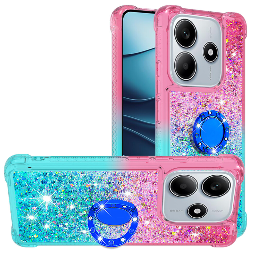(Pink+Sky ) For Xiaomi Redmi Note 14 4G (164.84Mm) Tpu Case With Kickstand Gradiant Quicksand Shockproof Cover Blue 6914289155280