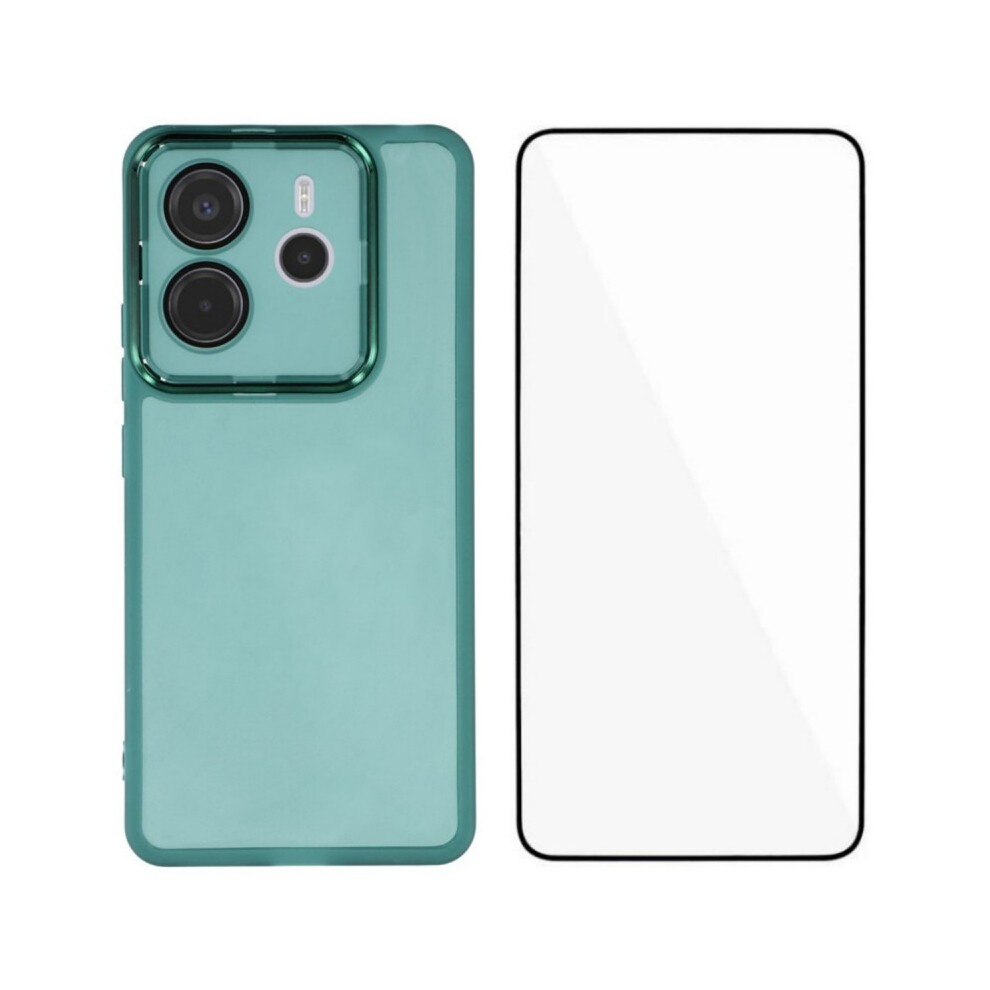 (Army ) For Xiaomi Redmi Note 14 4G (163.25Mm) Tpu Case Wanlonfeng Dksm Series Electroplated Frame Back Cover With Tempered Glass Green 6914288030977