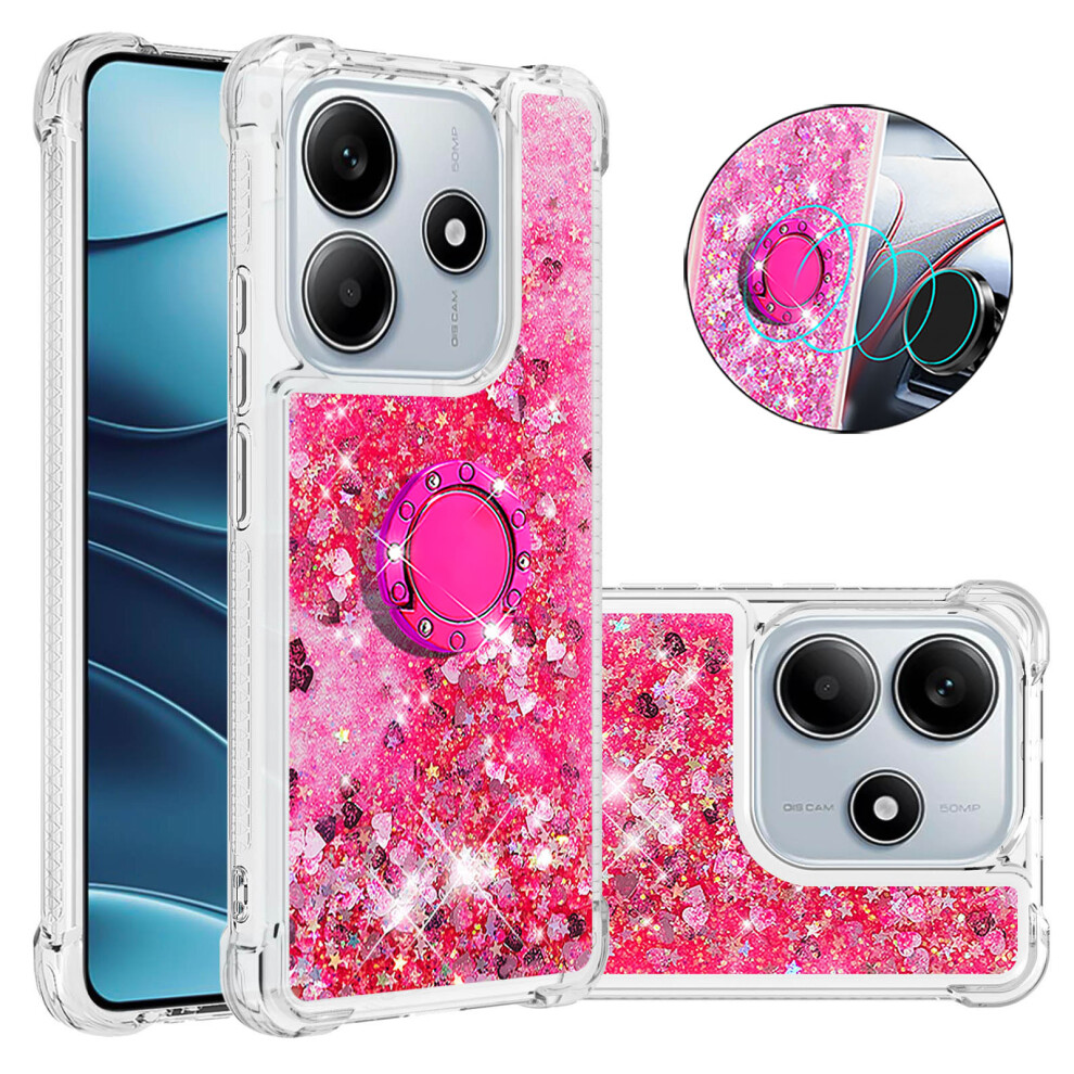 ( / Hearts) For Xiaomi Redmi Note 14 4G (164.84Mm) Tpu Case With Kickstand Quicksand Shockproof Cover Pink 6914283620746
