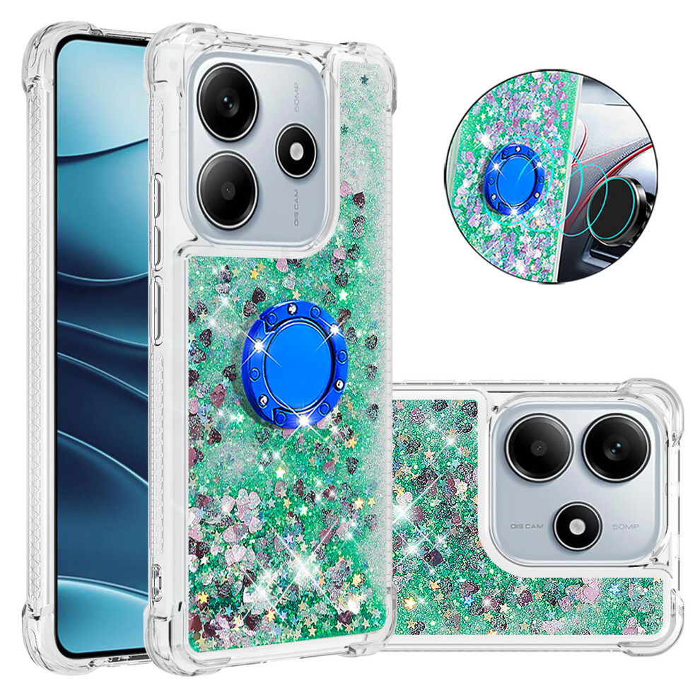 ( / Hearts) For Xiaomi Redmi Note 14 4G (164.84Mm) Tpu Case With Kickstand Quicksand Shockproof Cover Green 6914281237342