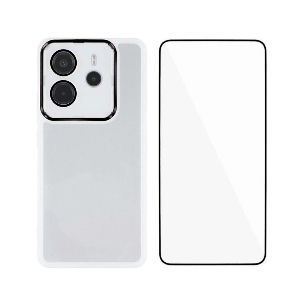 (White) For Xiaomi Redmi Note 14 4G (163.25Mm) Tpu Case Wanlonfeng Dksm Series Electroplated Frame Back Cover With Tempered Glass White 6914289380644