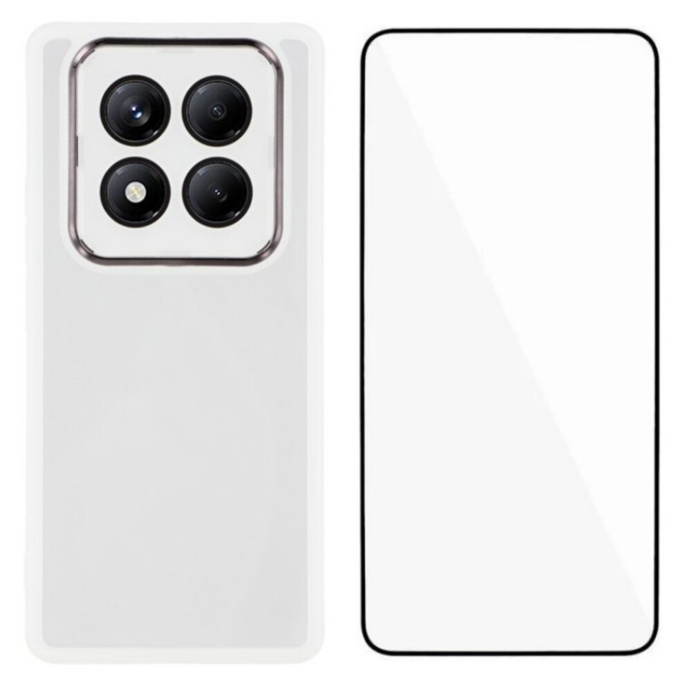 (White) For Xiaomi Redmi Note 14 Pro 4G Tpu Case Wanlonfeng Dksm Series Electroplated Frame Back Cover With Tempered Glass White 6914284608118