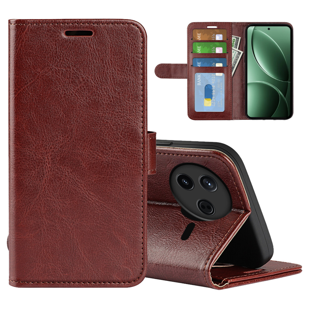 (Brown) For Xiaomi Redmi K80 5G Case Crazy Horse Texture Stand Leather Phone Cover Brown 6914285381027