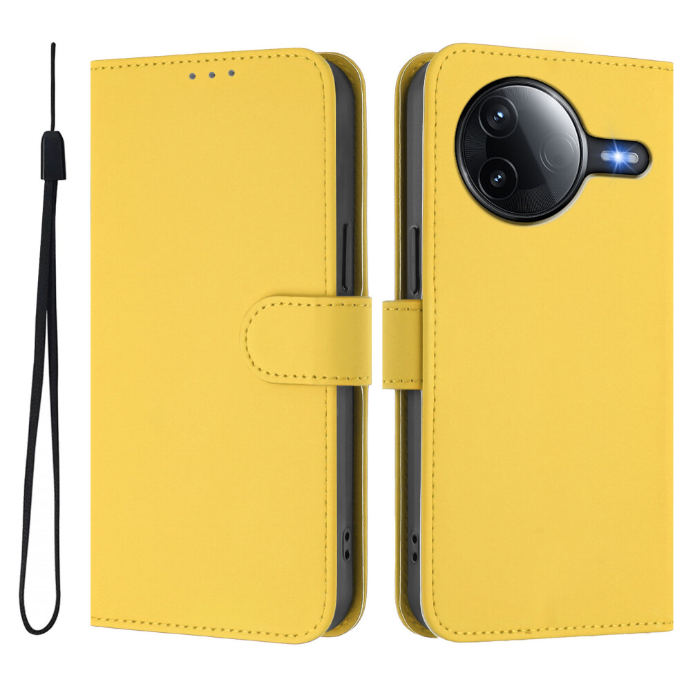 (Lemon) For Xiaomi Poco F7 Pro 5G / Xiaomi Redmi K80 5G / Xiaomi Redmi K80 Pro 5G / Xiaomi Poco F7 Ultra 5G Case Solid Color Wallet Leath Yellow 6914281684283