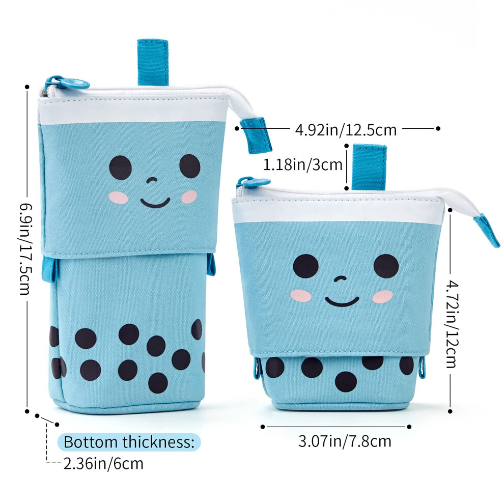 Bubble Tea Inspired Telescopic Pencil Pouch, Stand Up Pen Holder Canvas Pen Bag, Premium Material Adjustable Height For Stationery Storage, Multifunct 9486358036198