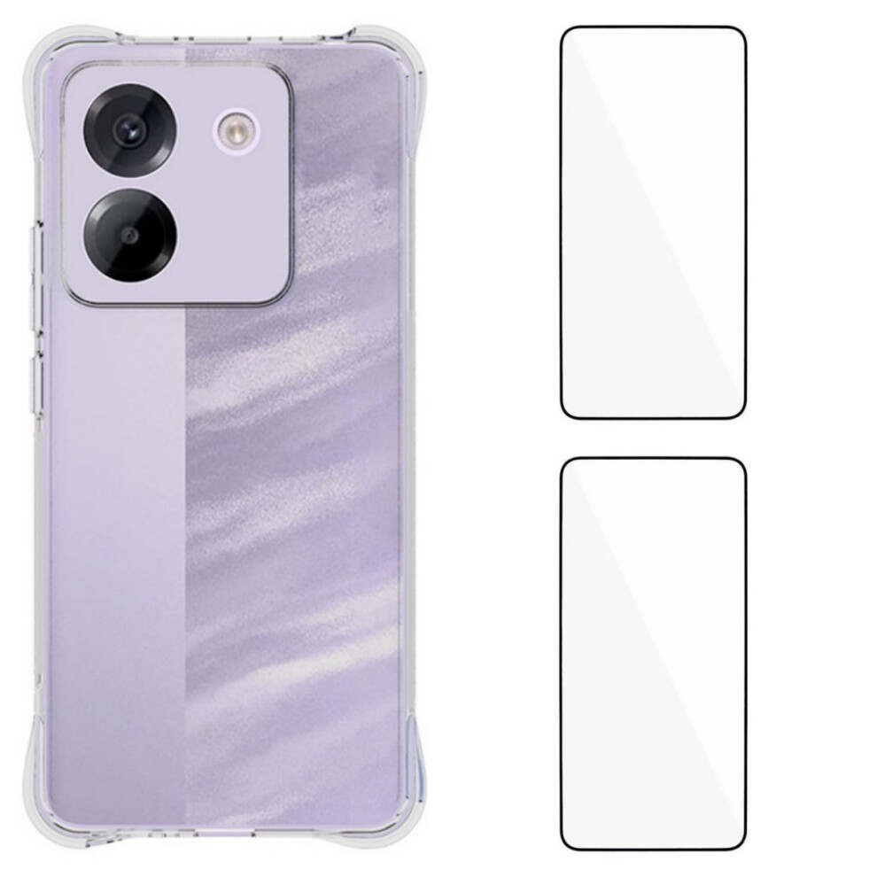 (Transparent) For Xiaomi Poco M7 Pro 5G Tpu Case Wanlonfeng Wl2 Series 2.0Mm Phone Cover With 2Pcs Tempered Glass Films 6914282194729