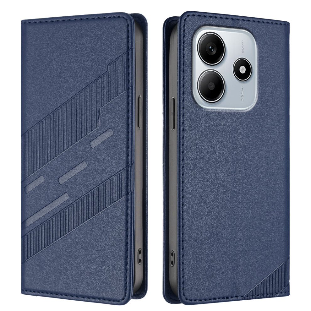 (Dark ) For Xiaomi Redmi Note 14 4G (164.84Mm) Phone Cases Punk Style Imprinted Wallet Stand Leather Cover Blue 6914289688221