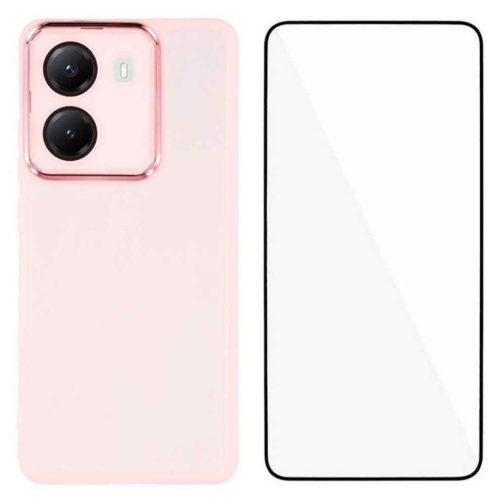 (Pink) For Xiaomi Poco X7 Pro 5G Tpu Case Wanlonfeng Dksm Series Electroplated Frame Back Cover With Tempered Glass Pink 6914282514862