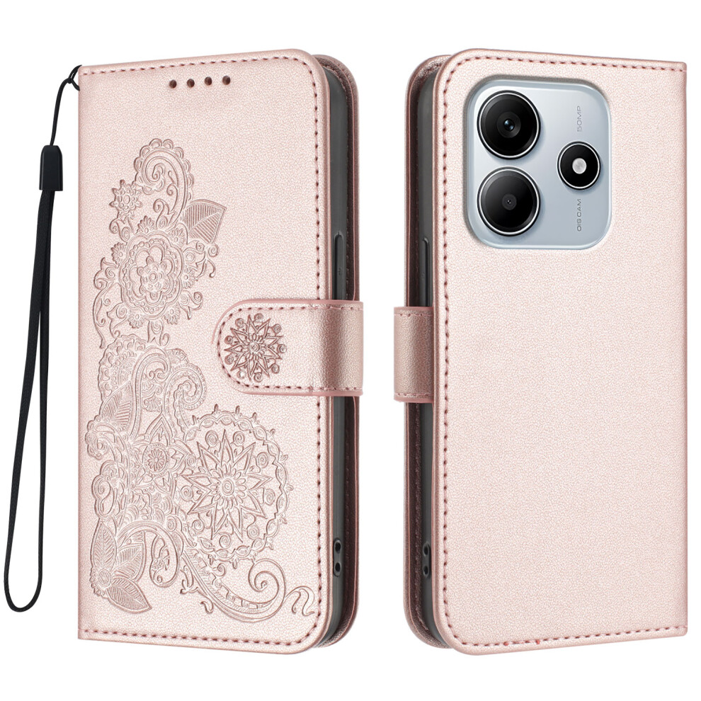 (Rose ) For Xiaomi Redmi Note 14 4G (163.25Mm) Phone Cases Mandala Flower Leather Wallet Mobile Cover With Strap Gold 6914289328806
