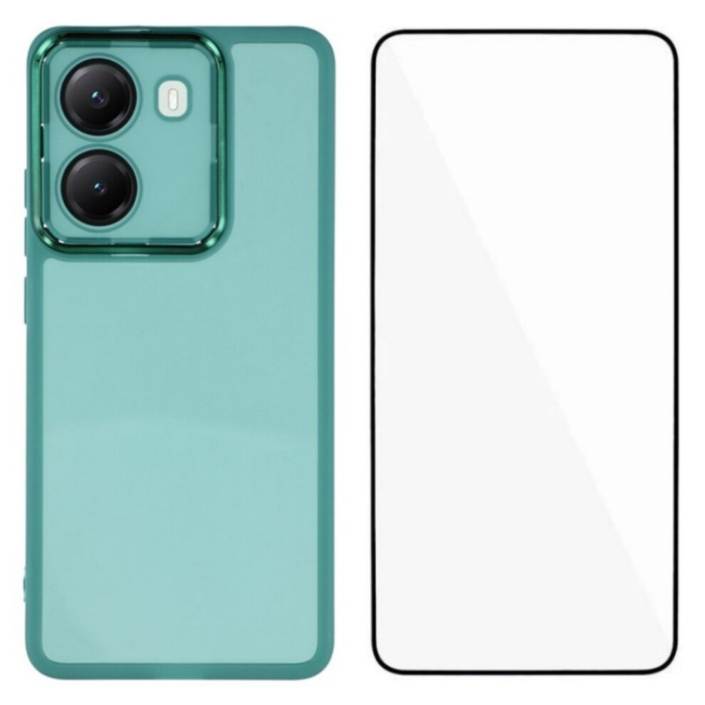 (Army ) For Xiaomi Poco X7 Pro 5G Tpu Case Wanlonfeng Dksm Series Electroplated Frame Back Cover With Tempered Glass Green 6914286527653